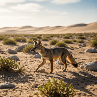 Photograph of a Sechuran Fox, part of the taxonomy canines, in its typical natural environment