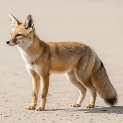 Side profile photograph of a standing Sechuran Fox, part of the taxonomy canines