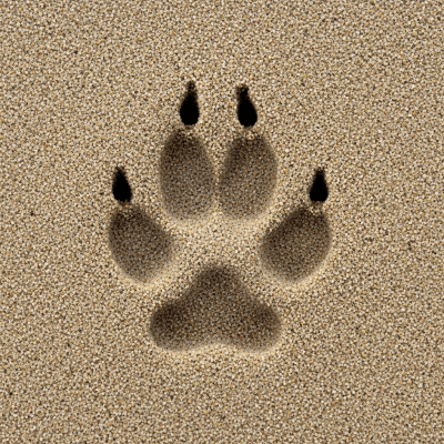 Image depicting tracks or footprints left by a Sechuran Fox, belonging to the taxonomy canines