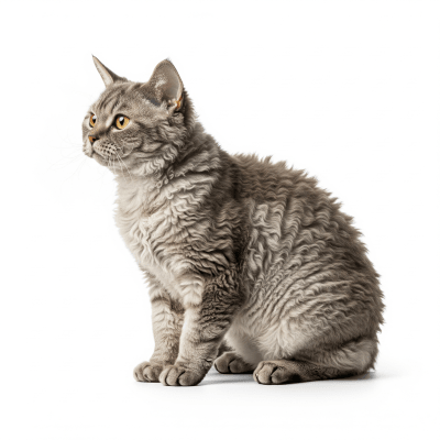 High resolution studio photograph of a Selkirk Rex