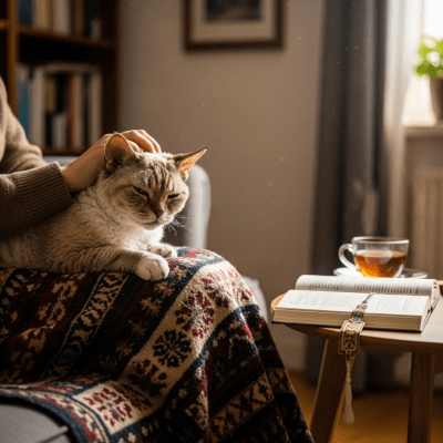 Image of a Selkirk Rex interacting with humans or participating in cultural activities