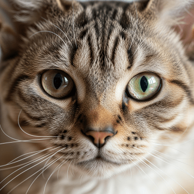 Close-up macro photograph of the face of a Selkirk Rex