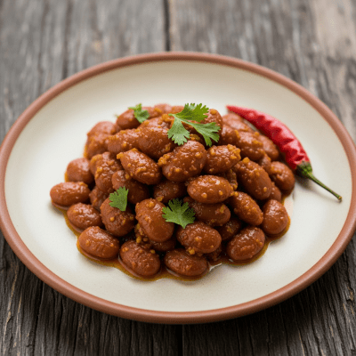 Image of cooked or prepared Senna (legumes) as it appears in a traditional dish or common culinary usage, presented on a clean plate with minimal garnish