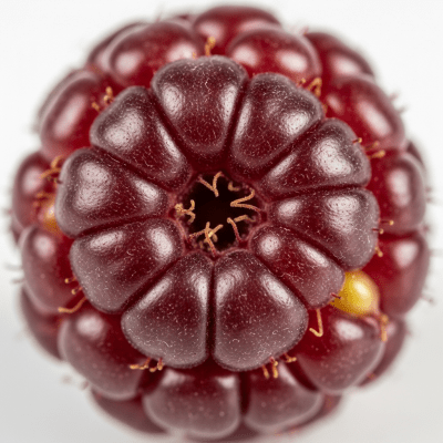 A detailed macro close-up of the surface texture of a fresh Serviceberry