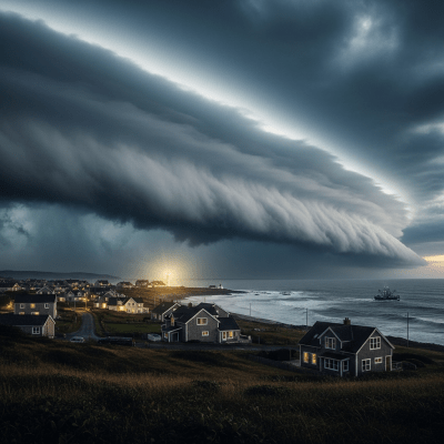 Depiction of a Shelf cloud as seen in cultural or practical use