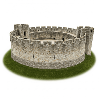 High quality studio photograph of a Shell Keep Castle, belonging to the castles taxonomy