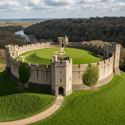 A realistic image of the Shell Keep Castle from the castles taxonomy, situated in its historical or natural environment