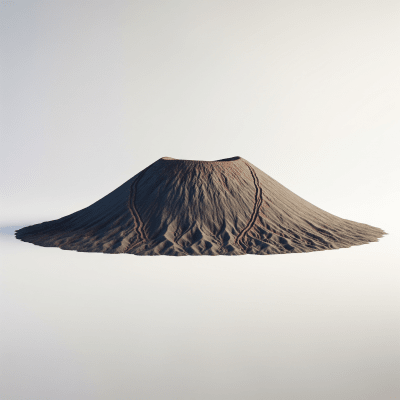 High quality studio photograph of a single Shield volcano