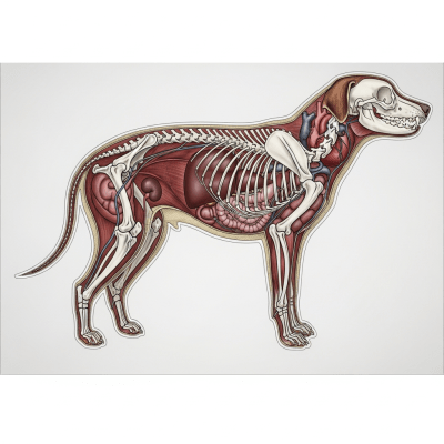 Detailed anatomical illustration of a Short-eared Dog