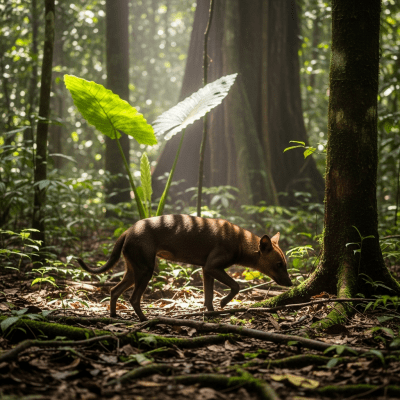 Photograph of a Short-eared Dog, part of the taxonomy canines, in its typical natural environment