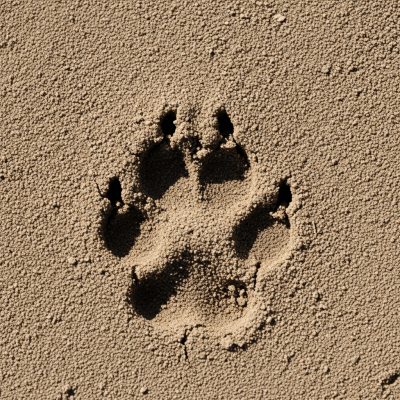 Image depicting tracks or footprints left by a Short-eared Dog, belonging to the taxonomy canines