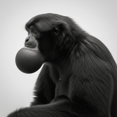 High quality studio photograph of a Siamang