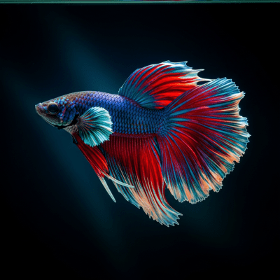A striking, editorial-style image of a single Siamese Fighting Fish, from the taxonomy fish.