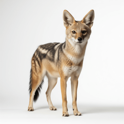 High quality, studio-style photograph of a Side-striped Jackal