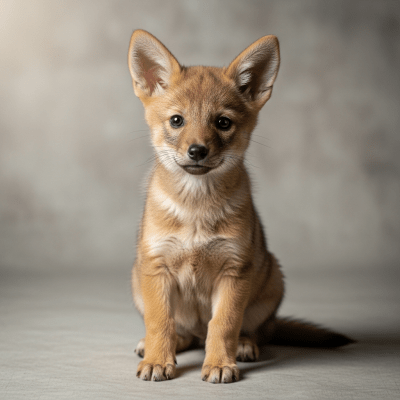 Photograph showing a juvenile (puppy) version of the Side-striped Jackal
