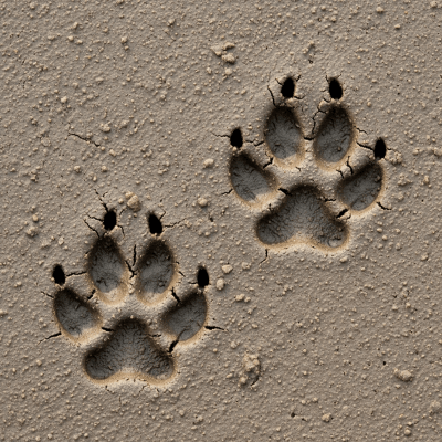 Image depicting tracks or footprints left by a Side-striped Jackal, belonging to the taxonomy canines