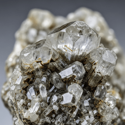 Macro shot of Sillimanite, of the taxonomy minerals, showing detailed crystal structure and surface texture