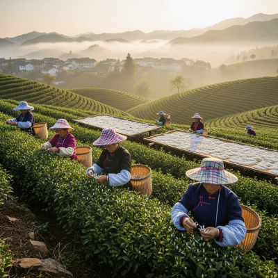 Environmental scene featuring Silver Needle, part of the taxonomy teas