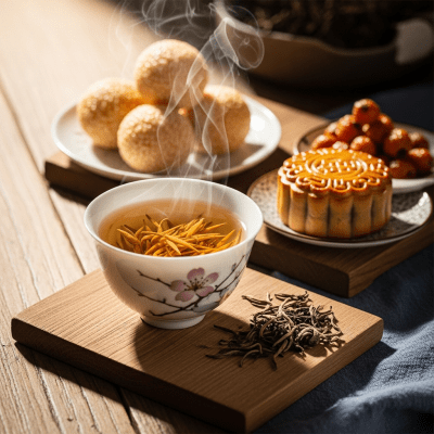 Still life image of a prepared cup of Silver Needle