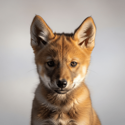 Photograph showing a juvenile (puppy) version of the Simien Jackal