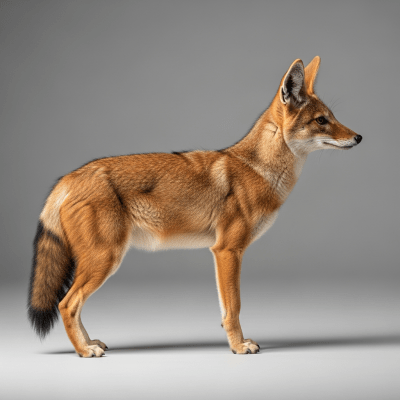 Side profile photograph of a standing Simien Jackal, part of the taxonomy canines