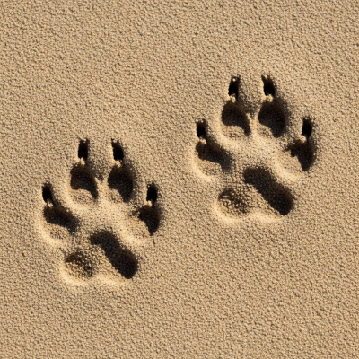 Image depicting tracks or footprints left by a Simien Jackal, belonging to the taxonomy canines