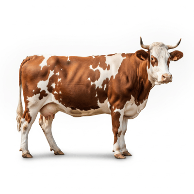 High quality studio photograph of a Simmental (Fleckvieh)