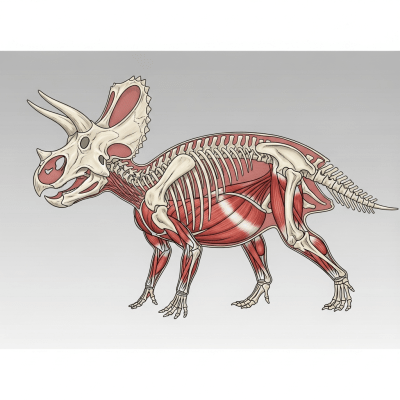 Detailed anatomical cross-section illustration of a Sinoceratops