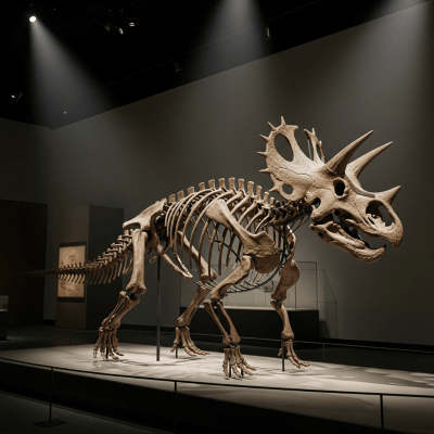 Museum exhibit style rendering of a single Sinoceratops