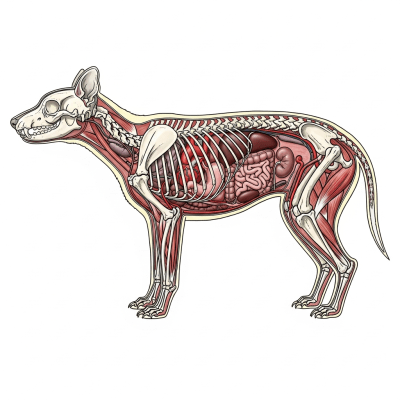 Detailed anatomical illustration of a Small-eared Dog