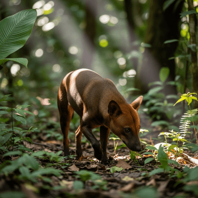 Photograph of a Small-eared Dog, part of the taxonomy canines, in its typical natural environment