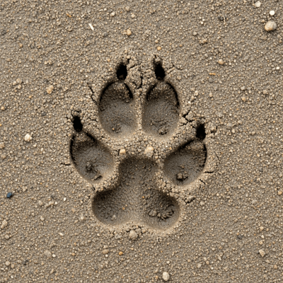 Image depicting tracks or footprints left by a Small-eared Dog, belonging to the taxonomy canines