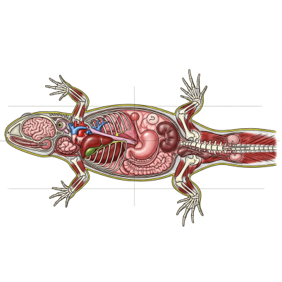 An anatomical cross-sectional illustration of a Smooth Newt