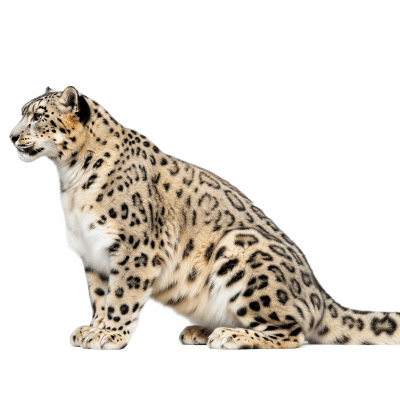 High quality studio photograph of a single Snow Leopard