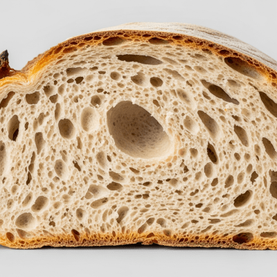 A close-up image of the interior of a sliced Sourdough Bread