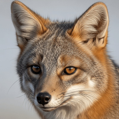 Close-up photograph of the face of a South American Gray Fox
