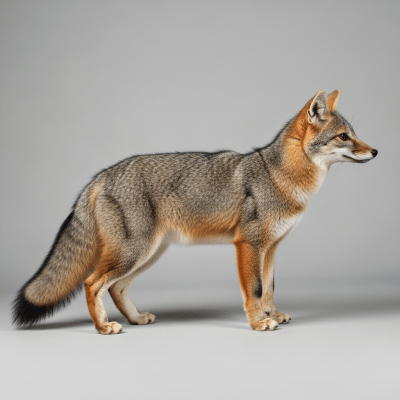 Side profile photograph of a standing South American Gray Fox, part of the taxonomy canines