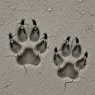 Image depicting tracks or footprints left by a South American Gray Fox, belonging to the taxonomy canines