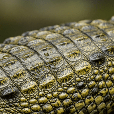 A close-up macro photograph of the skin or scales of a Spectacled Caiman