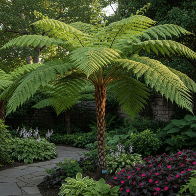 Image depicting a Sphaeropteris cooperi as traditionally used by humans, such as in ornamental garden settings, floral arrangements, or as part of indigenous cultural practices