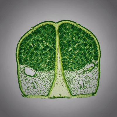 Detailed cross-sectional view of a fresh Spinach