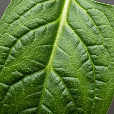 Close-up macro photograph of surface details and textures of a single Spinach