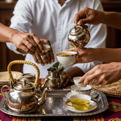 Image showing Sri Lankan Green Tea prepared and served in its typical cultural context