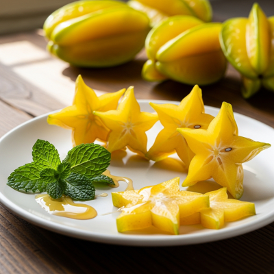 Image of the Starfruit, part of the fruits taxonomy, prepared or used in a typical culinary context