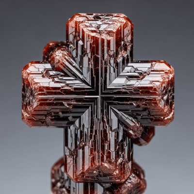 Macro shot of Staurolite, of the taxonomy minerals, showing detailed crystal structure and surface texture