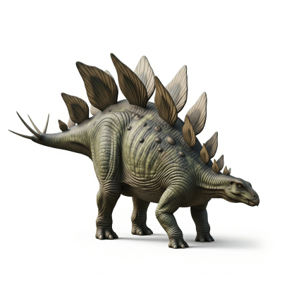 High quality studio photograph of a single Stegosaurus