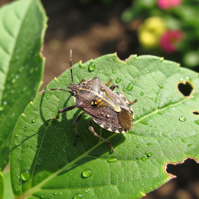 Detailed image showing a Stink Bug in its natural environment