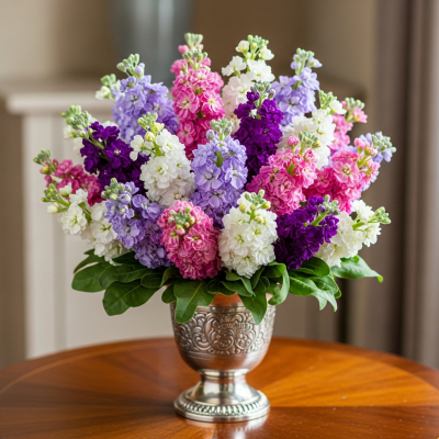 Image of a Stock (flowers) arranged in a traditional bouquet or floral arrangement