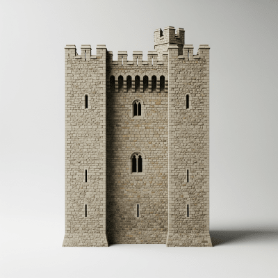 High quality studio photograph of a Stone Keep Castle, belonging to the castles taxonomy