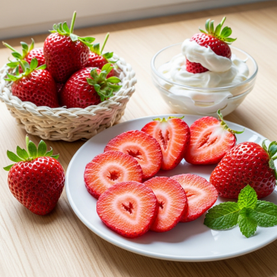 Image of the Strawberry, part of the fruits taxonomy, prepared or used in a typical culinary context